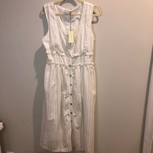 Sophie Max cream linen and cotton dress. NWT Size large 55% linen 45% cotton